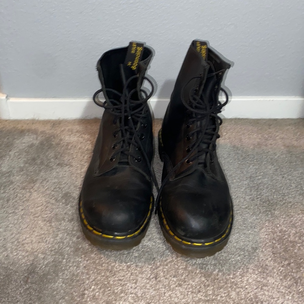 Black and yellow Doc Martens